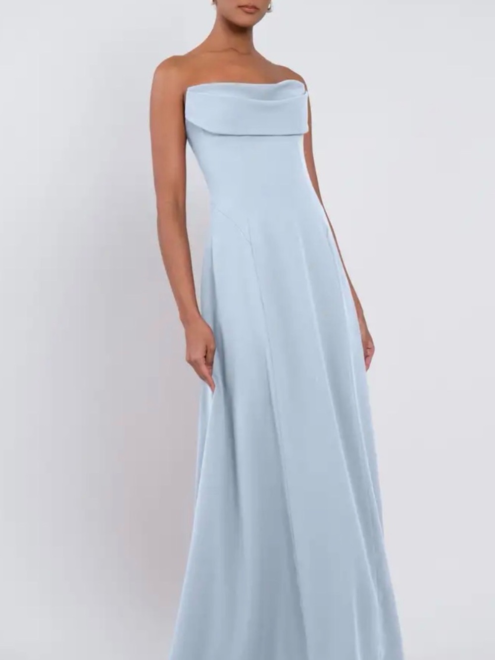 Jenny Yoo Strapless Fold-Top Light Blue Gown